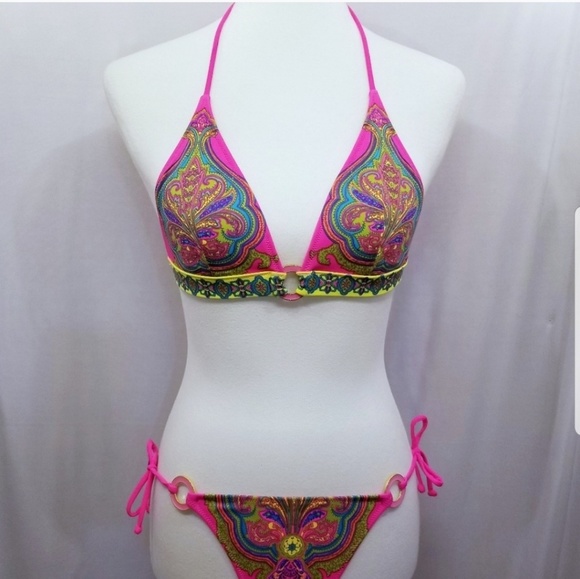 VICTORIA'S SECRET Bikini Hot Pink Paisley Print - Picture 3 of 8